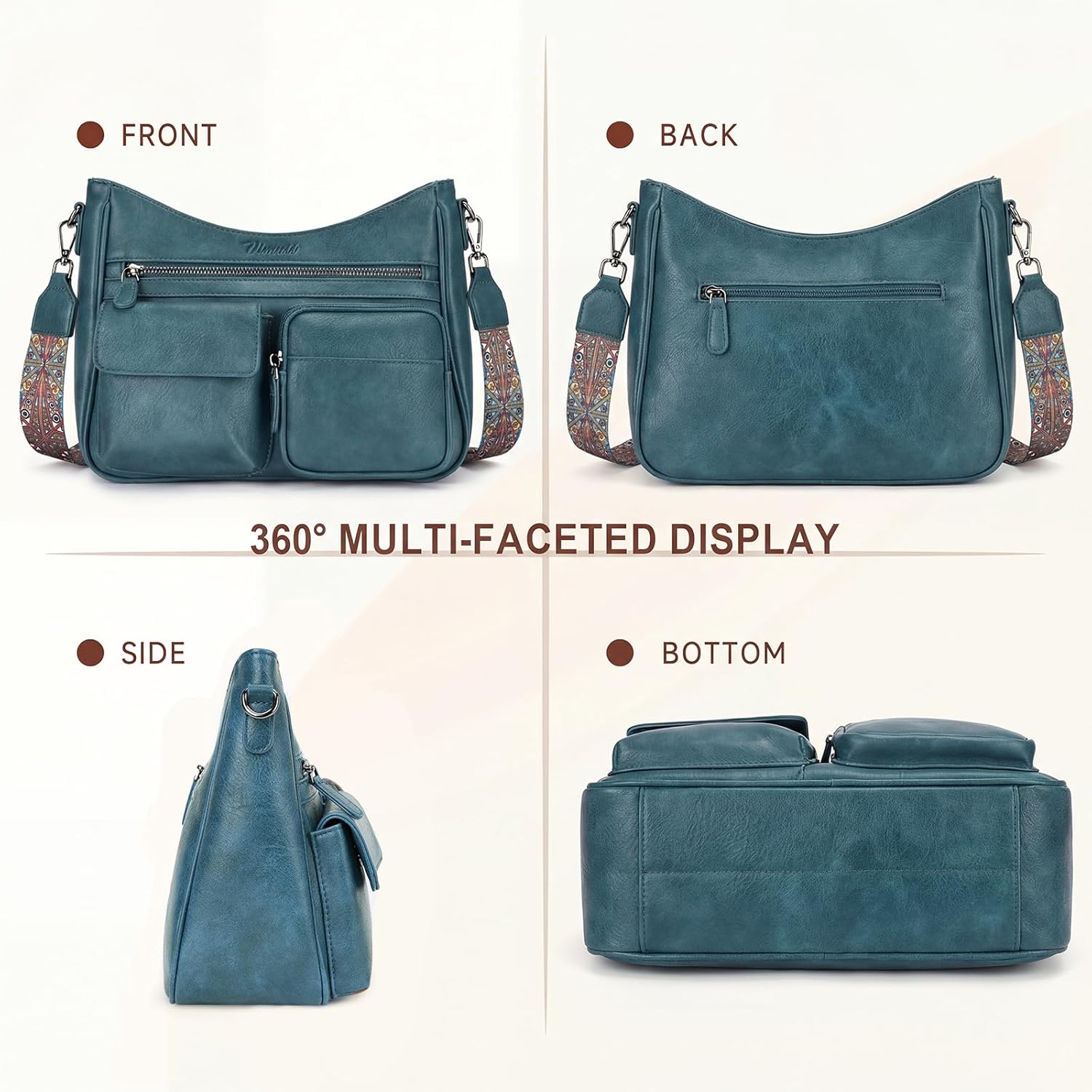 Crossbody Bags for Women Trendy Vegan Leather Crossbody Purse Shoulder Handbags Multiple Pockets Hobo Bag Ladies