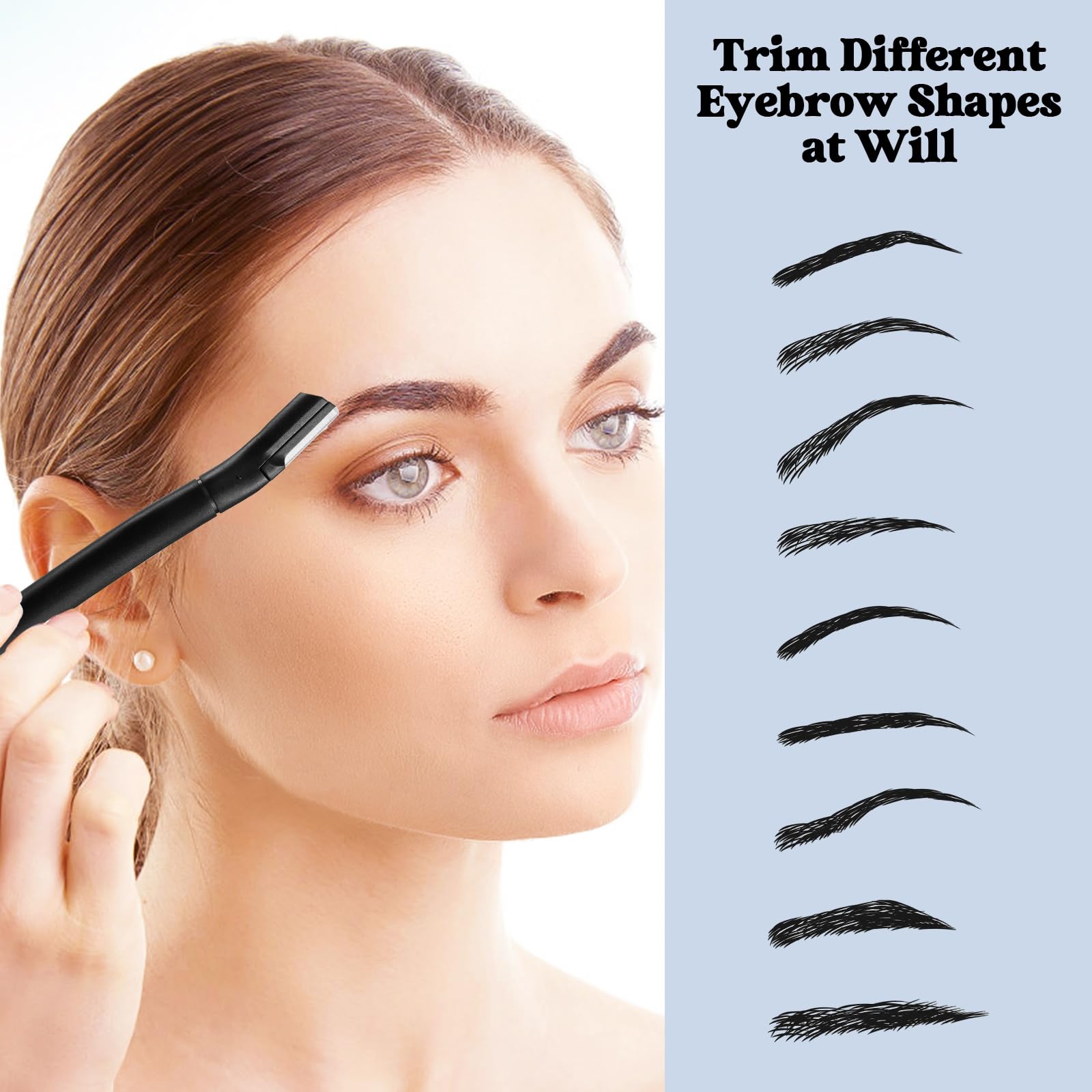 Juego de 6 maquinillas de afeitar para cejas para mujeres y hombres, herramienta multiusos de dermaplaning, recortadora de pelo de cejas, afeitadora facial con cubierta protectora, 3 asas largas y 3