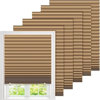 6 Pack Temporary Blinds, 24" W Shades for Small Windows | For Kitchen Bathroom Basement RV Bedroom Small Windows, Light Filtering, No Drill, Cordless, Cut to size, Stick on Curtains
