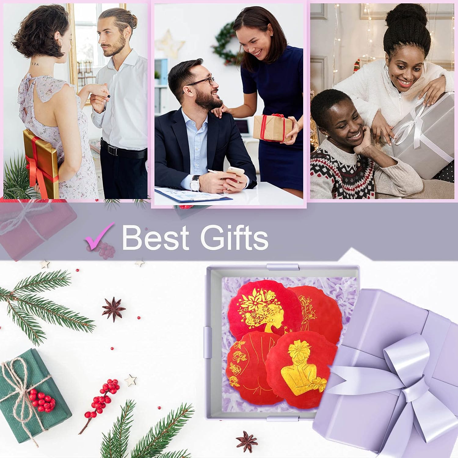 Round Coaster Resin Silicone Molds, 4 PCS Coaster Molds with Flowers and Body Line Pattern, Artistic Epoxy Resin Coaster Molds, Coaster Making Tools for Cup Mats, Halloween Christmas Coaster Gifts