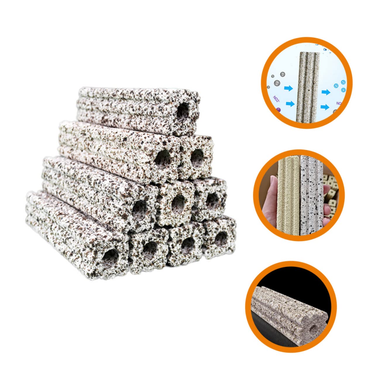 FRCOLOR Materiales Filtrantes para Acuarios Reutilizables y Compactos de Minerales, 10 Piezas para Filtros de Peceras, Accesorios Ideales para Filtración