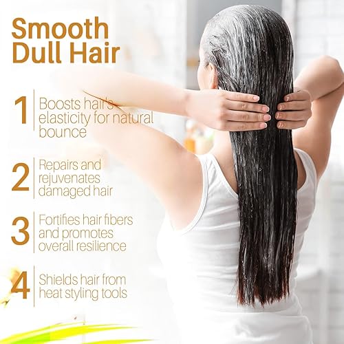 Miniatura 7 de Mascarilla capilar de café arábica para cabello seco dañado con queratina, aceite de ricino y extracto de palma enana americana, mascarilla