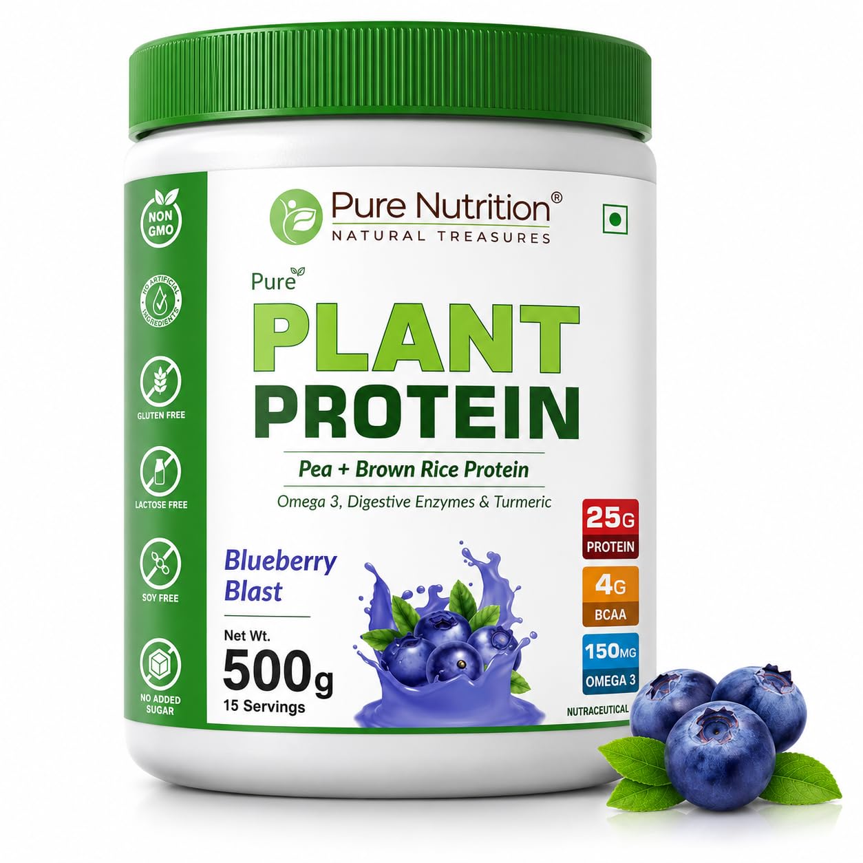 Pure Nutrition Plant Protein Powder | Vegan Protein Powder with Pea & Brown Rice Protein | 25g Plant Based Protein with Flaxseed Omega 3 & Digestive Enzymes | Lactose Free Protein Powder for Men & Women | Plant Protein Powder for Muscle Recovery, Strength & Daily Nutrition Support - 500g Banana & Strawberry Flavour — Amazon image 4
