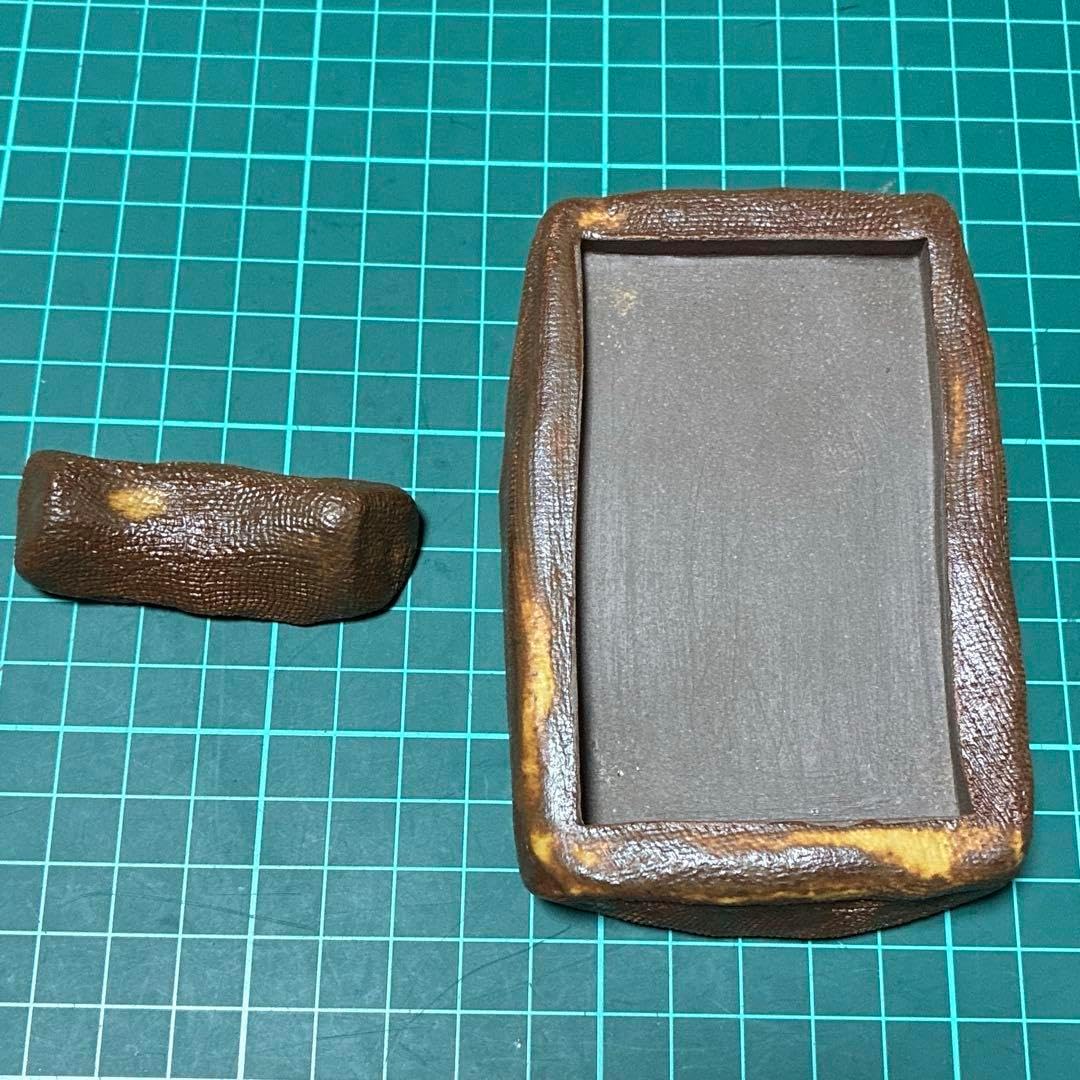 陶器製 硯と筆置き
