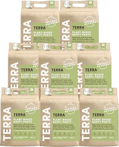 Miniatura 2 de Terra Pantalones de entrenamiento talla 4 85% pañales estilo pull-up a base de plantas, ultra suaves y sin químicos para pieles sensibles, absorción