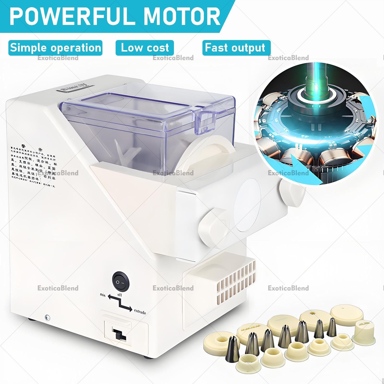 Prensa Eléctrica Automática para Galletas con 8 Moldes; Herramienta de Repostería para Preparar Postres Fácilmente; Diseño Ergonómico Ideal para Uso Doméstico