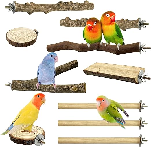 Hamiledyi 10 PCS Bird Perch Parrot Wood Perch Parrot Stand