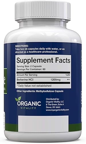 Miniatura 2 de Suplemento prémium de berberina HCL - 1200 mg de berberina por porción - 120 cápsulas veganas - Apoya un estilo de vida saludable