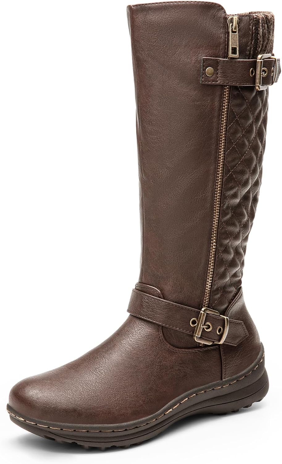 DREAM PAIRS Women's Faux Fur Knee High Boot Round Toe Fall Winter Boots