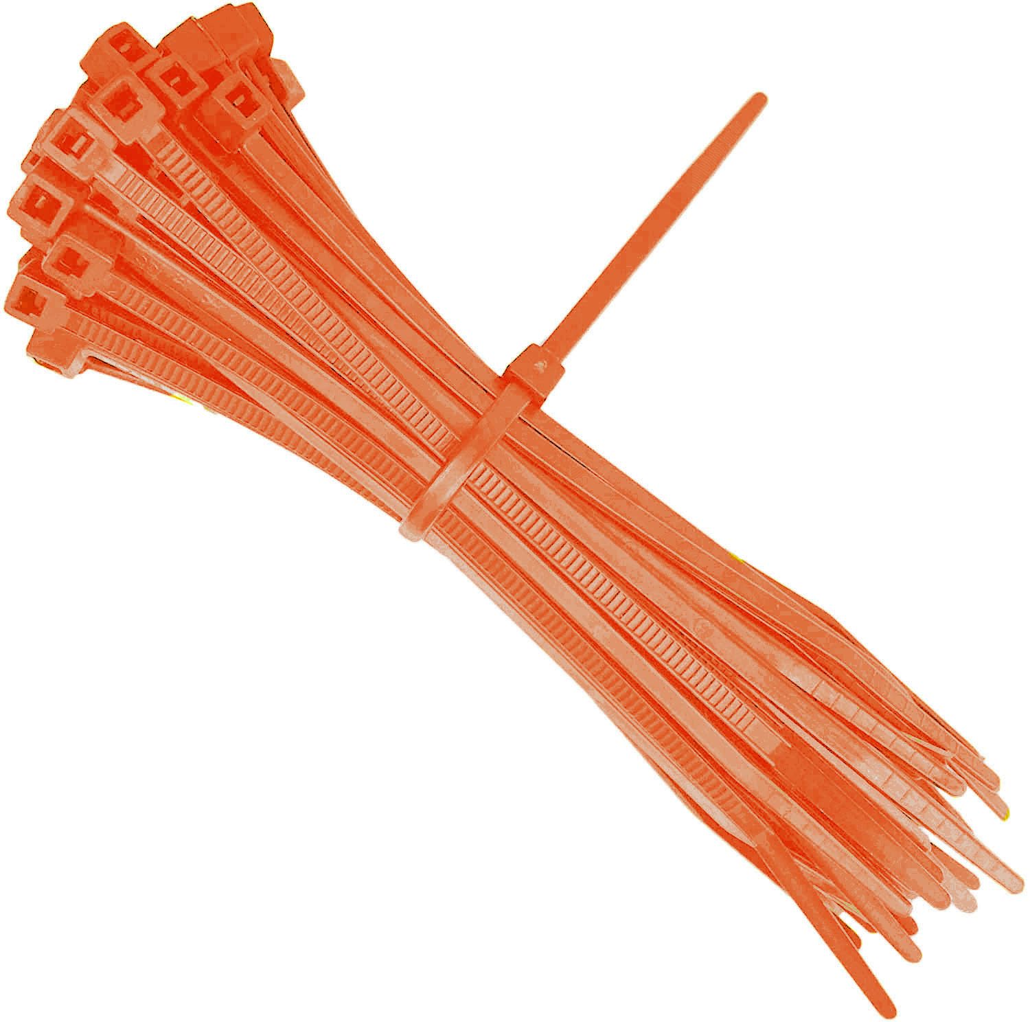 Sgc Orange All Coloured Cable Ties 100Mm X 2.5Mm Nylon Plastic Zip Tie Wraps (100, )
