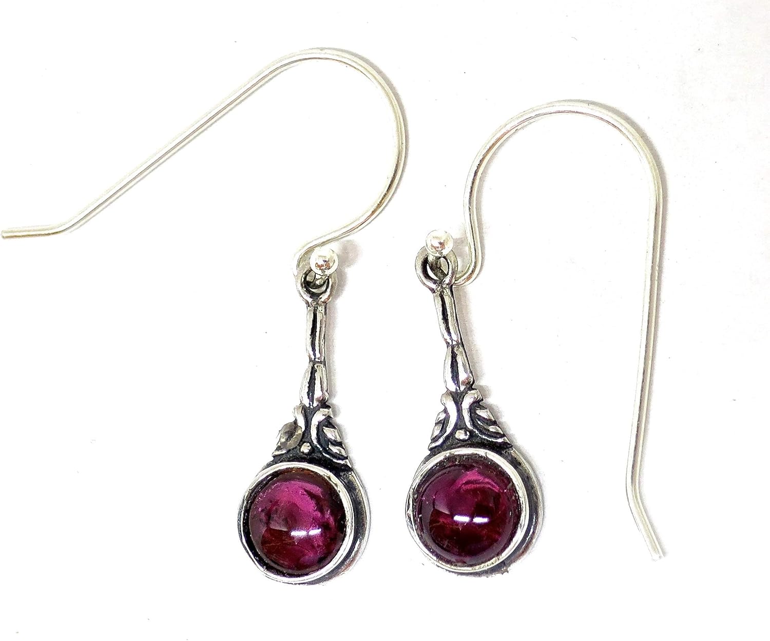 Garnet Earrings for women, Sterling Silver 925 dangle earrings, Victorian earrings, Red stone earrings, Unique silver earrings, January Birthstone, Rustic silver earrings, Vintage earrings