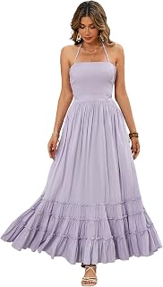 R Vivimos Womens Backless Dresses Lavender
