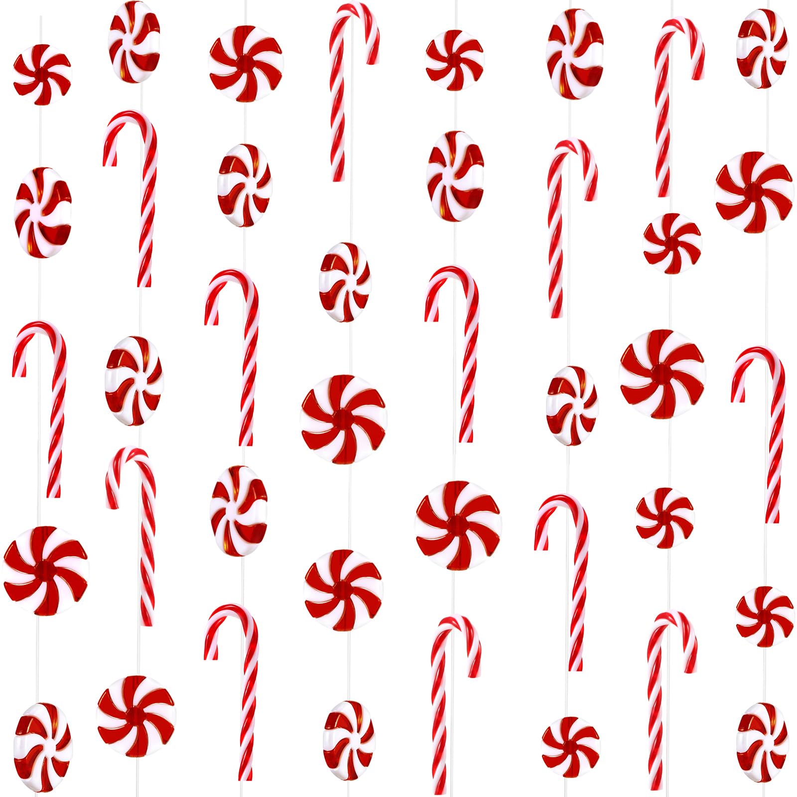 Guirlande de bonbons de Noël en plastique WILLBOND rouge et blanc pour sapin | 72 pièces
