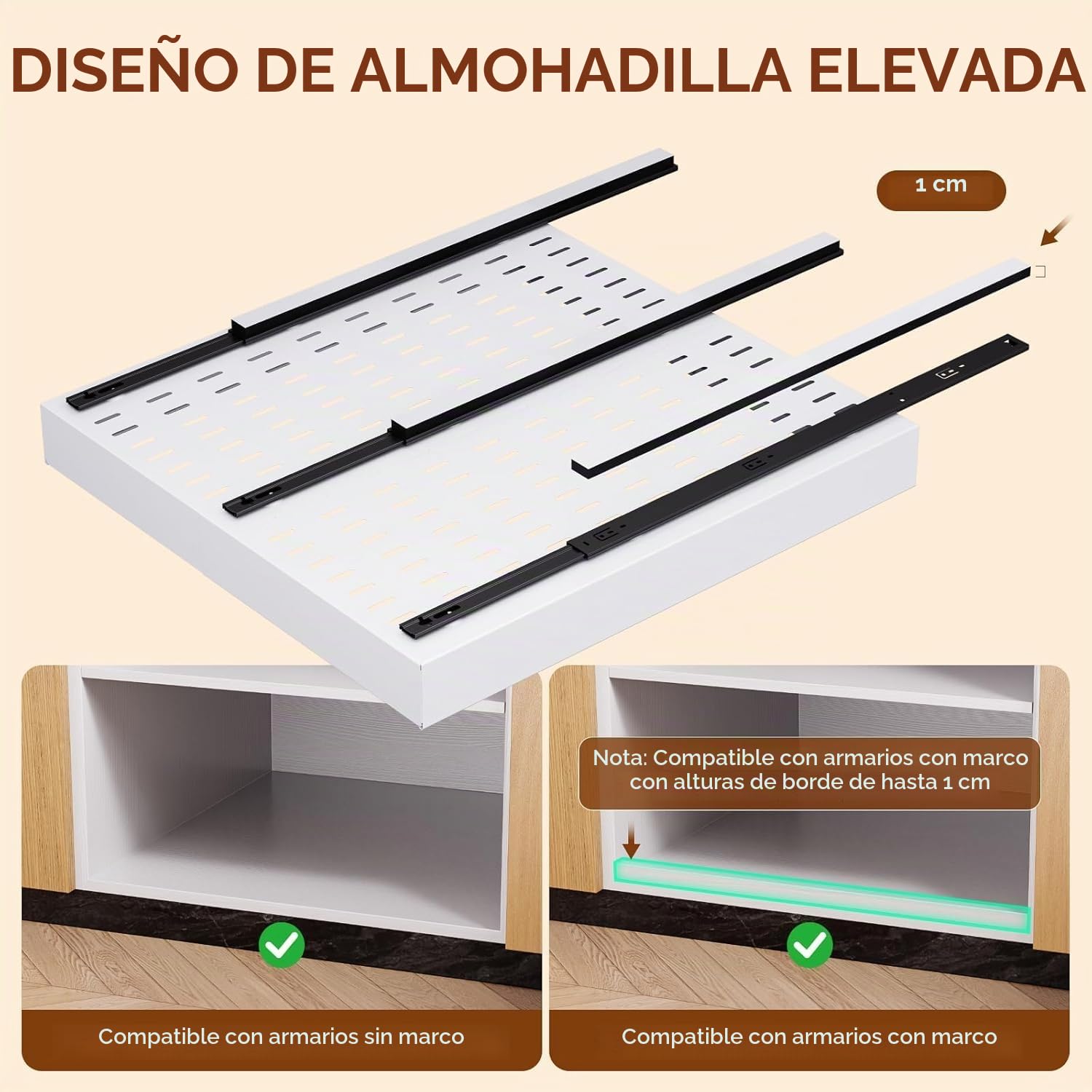 Bandejas Extraibles Armarios Cocina，Paquete de 2 Cajones Extraibles para Cocina， Bandeja Armario Telescópico Adhesivos，Cajones Deslizables y Estantes para la Despensa, Ancho Ajustable de 43.5 a 68 CM