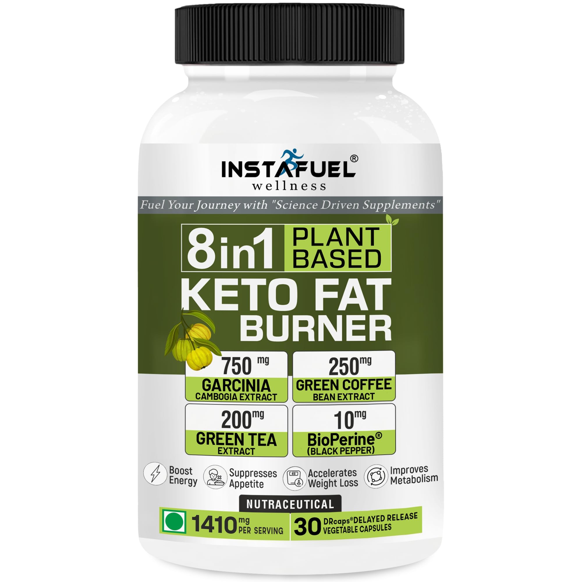 Instafuel 8in1 Plant Based Keto Fat Burner for Men & Women | Weight Management Supplement with Garcinia Cambogia, Green Coffee Bean, Green Tea, Coleus, Apple Cider Vinegar - 60 Veg Capsules — Amazon image 12