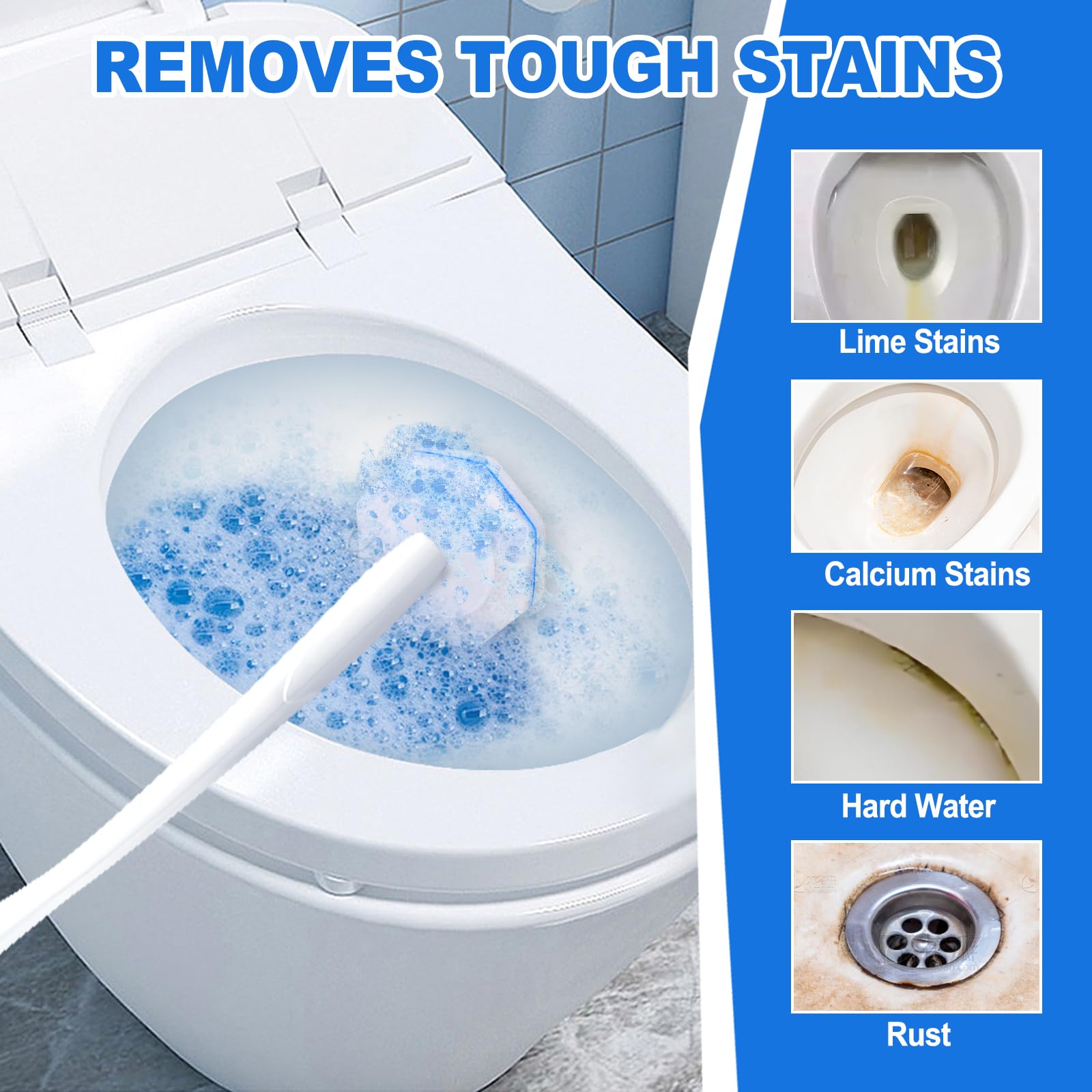 Einweg-Toilettenbürste, 200 Stück, kompatibel mit den meisten WC-Bürsten, kein Auseinanderfallen, frischer Duft, 4 x Reinigungskraft, Badezimmerreinigung.
