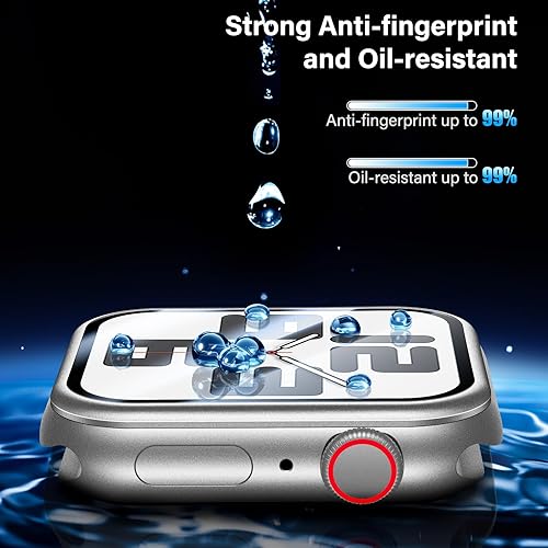 Miniatura 8 de Uyiton Paquete de 2 protectores de pantalla para Apple Watch SE654 de 1.732 pulgadas, fuerte absorción Marco de aleación de titanio + vidrio