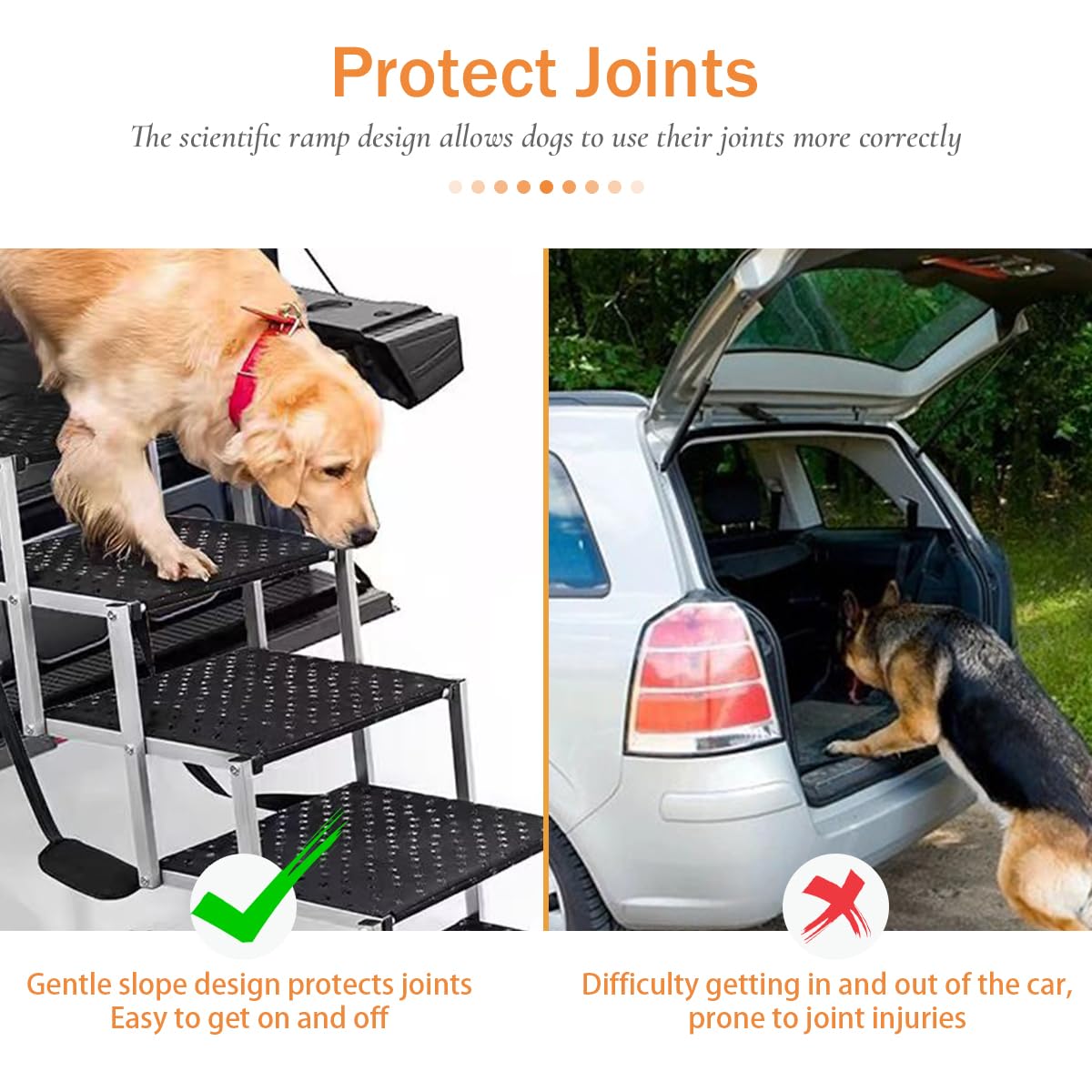 Escalier pour chien, voiture, 6 marches, pliable, jusqu'à 85 kg, pour grands chiens et animaux âgés, échelle pour chien en aluminium, 80 cm de haut, pour camions et SUV