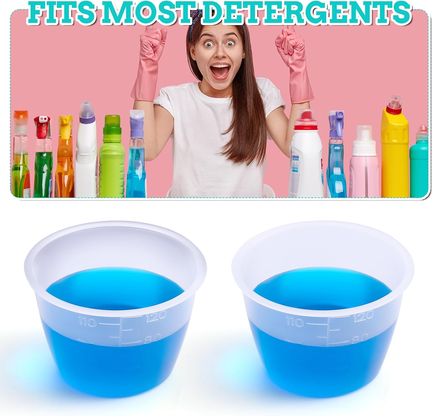 2 PCS Laundry Measuring Cup 120ml Laundry Detergent Washable Cup for Liquid Detergent Reusable Plastic Liquid Measuring Cups for Home image 3