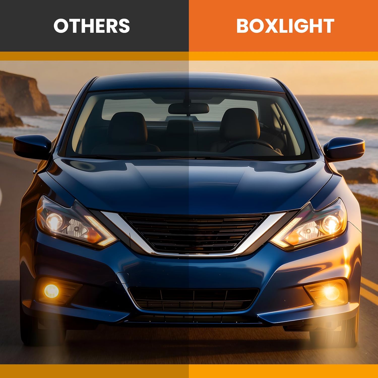 Boxlight Fog Lights Assembly Compatible with 2016 2017 2018 Altima Halogen Front Bumper Driving Fog Lamps Clear Lens