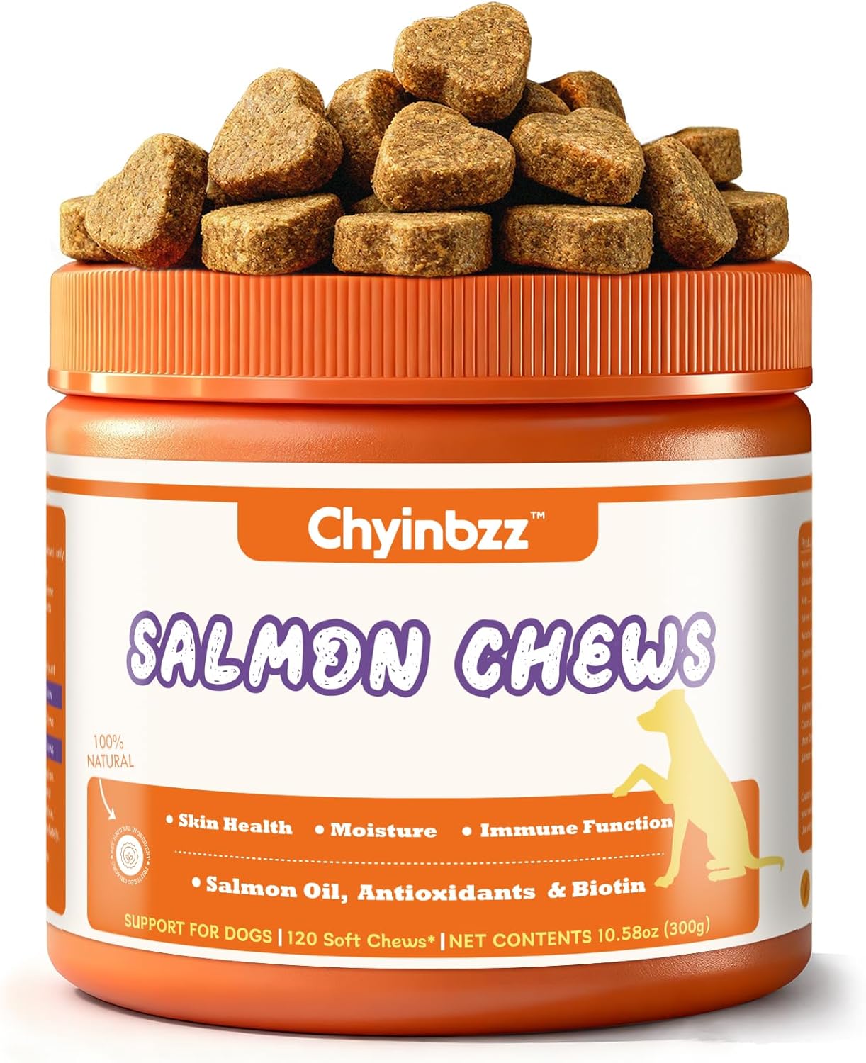 Salmon Oil Chews for Dogs, Itch Relief Skin & Coat Supplement, Dry Itchy Skin Anti Shedding Treatment, Pet Salmon Oil Chews