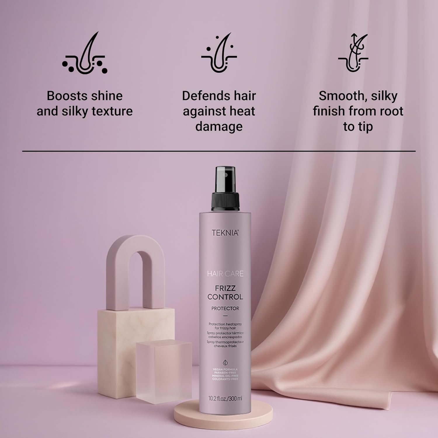 LAKMÉ Teknia Frizz Control Protector, Anti Frizz Heat Protection Spray for Frizzy or Curly Hair, Heat Protectant Spray, 10.2 Fl Oz