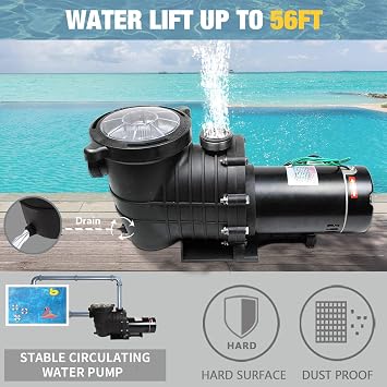 TRUPOW 2.0HP 110GPM Swimming Pool Pump 110V Garden InGround and Above Ground Pool Water Pump with Strainer Filter Basket