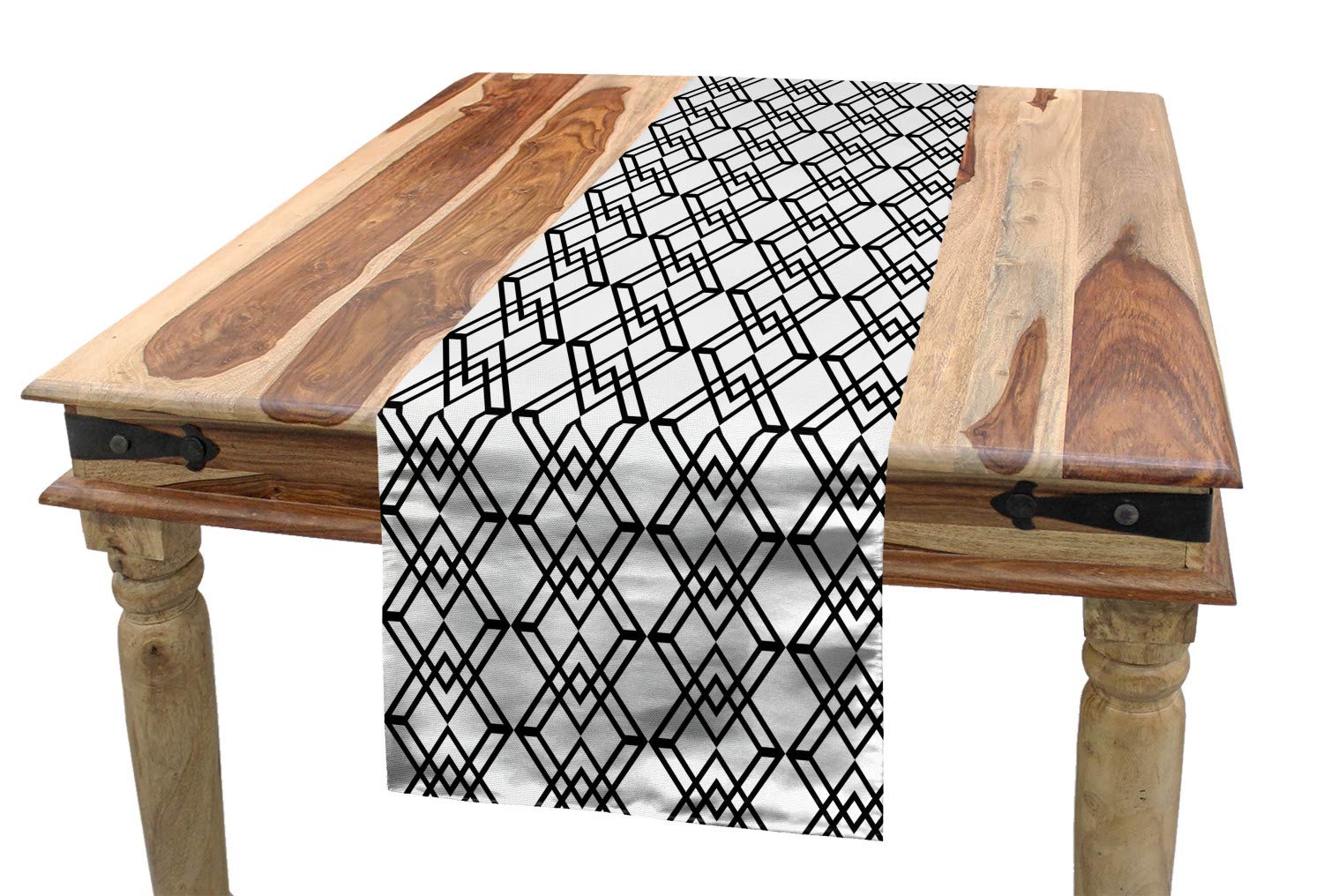 Runner Da Tavolo Rettangolare ABAKUHAUS | Gufi Sul Ramo, Melanzana E Bianco | 40x180 Cm | 100% Poliestere, Lavabile In Lavatrice - 2