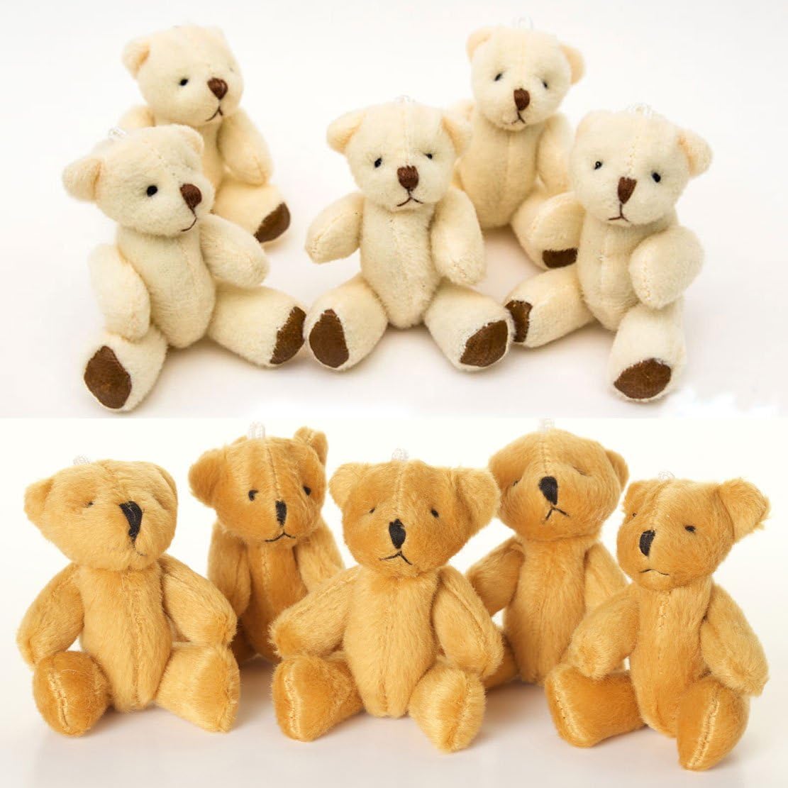 NEW 4 X Cute And Cuddly Small Teddy Bears - 2 X Brown And 2 X White - Gift Present