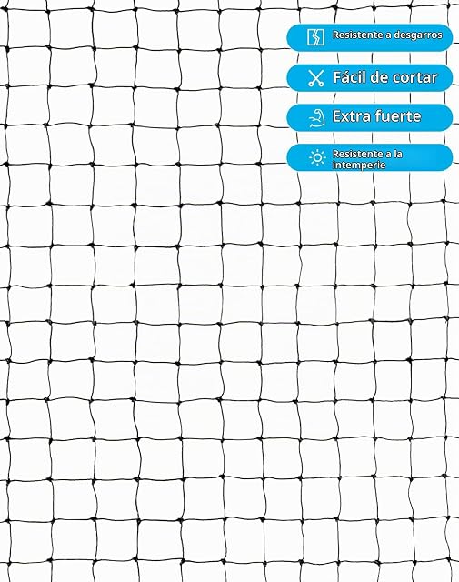 Foto 2 de 8 de QWORK® Red para Gatos Reforzada con Alambre, Incluye Juego de fijación, 8x3m, Negra para Balcones
