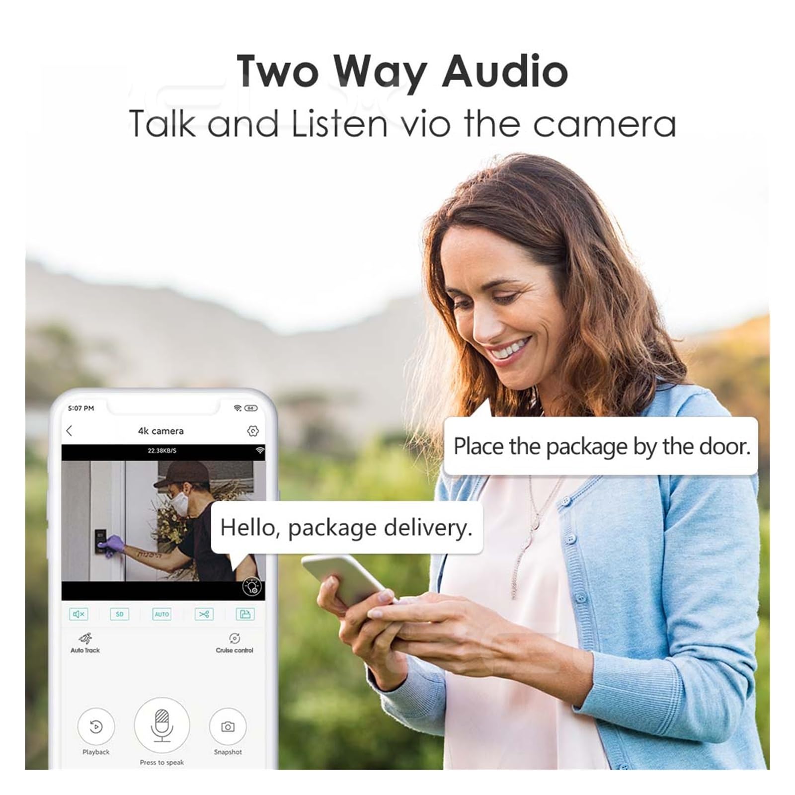 Telecamera WiFi Esterno, 8MP 4K IP Camera Security 8X Zoom Dual Lens 2K 4MP CCTV Videosorveglianza Cam AI Human Detect Auto Tracking IP66 App,Sicurezza, Antifurto(4MP ADD 64GB Card)