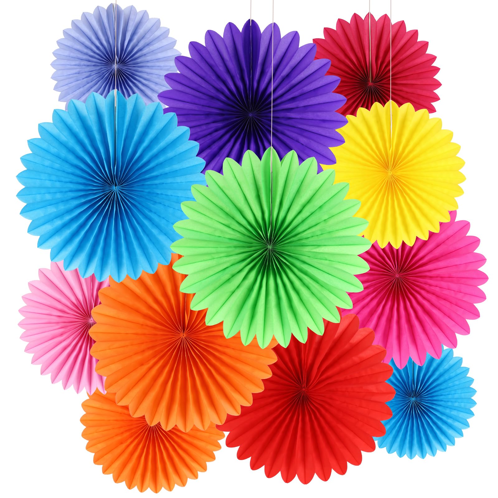 BestoFun 12PCS Paper Fans Mexican Party Decorations Tissue Paper Flowers Decorations Paper Fans Party Decorations for Girl Groovy Birthday Baby Shower Wedding Bachelorette Room Wall Hanging Décor