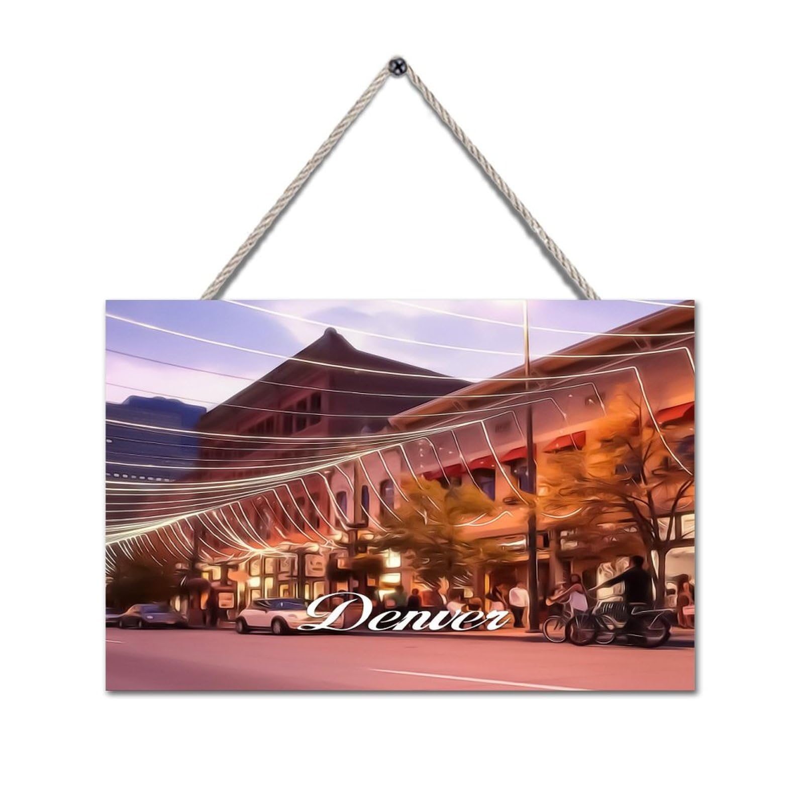 Colorado State Denver 12×16in Wood Sign Denver City View Wood Hanging Sign Plaque Decorative Wall Art Decor Garden Bar Cafe Man Cave Beach House Decor New Home Gift