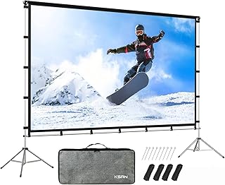 KSAN Outdoor Projector Screen with Stand, Portable Outdoor Movie Screen 120 Inch (16:9), Portable with Full-Set Bag for Ho...