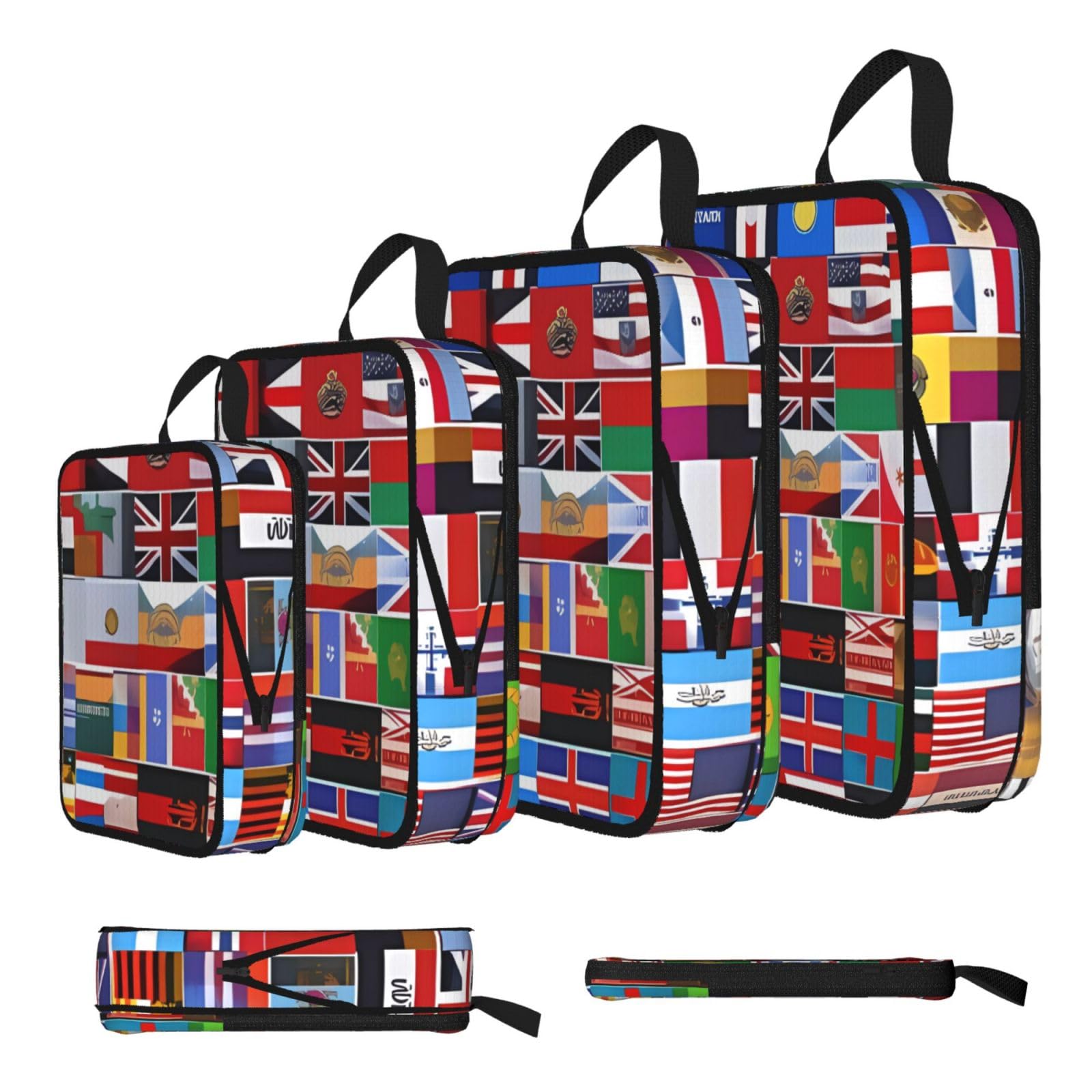 Sxzvvbn Black Various Flags Compression Packing Cubes 4 Piece Set