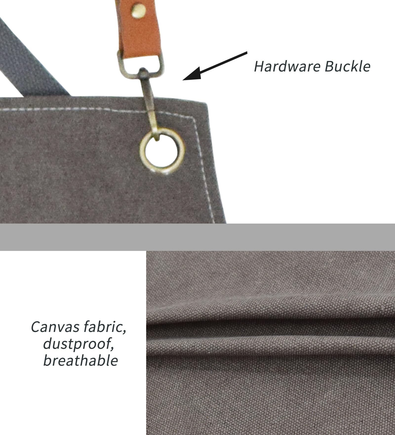 Nanxson Canvas Work Aprons for Men with Pockets Tool Apron for Gardening Restaurant Chef Apron, Grey - Image 4