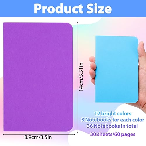 Miniatura 2 de Paquete de 36 cuadernos pequeños rayados a granel, mini cuadernos de bolsillo, mini cuadernos de notas para estudiantes, viajeros, suministros de