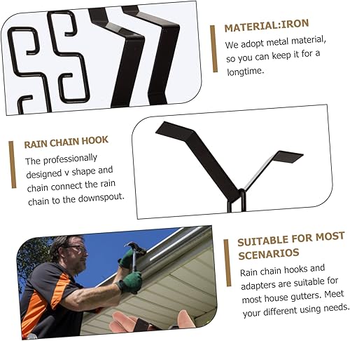 Miniatura 4 de CIMAXIC Juego de 2 ganchos de cadena de lluvia, cadena de lluvia, gancho de repuesto, tazas de lluvia, gancho de cadena de lluvia, gancho de