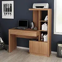 Escrivaninha com Estante Nicho de 2 Portas 1 Gaveta ME4143 Amêndoa