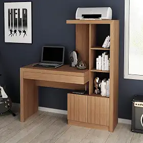Escrivaninha com Estante Nicho de 2 Portas 1 Gaveta ME4143 Amêndoa
