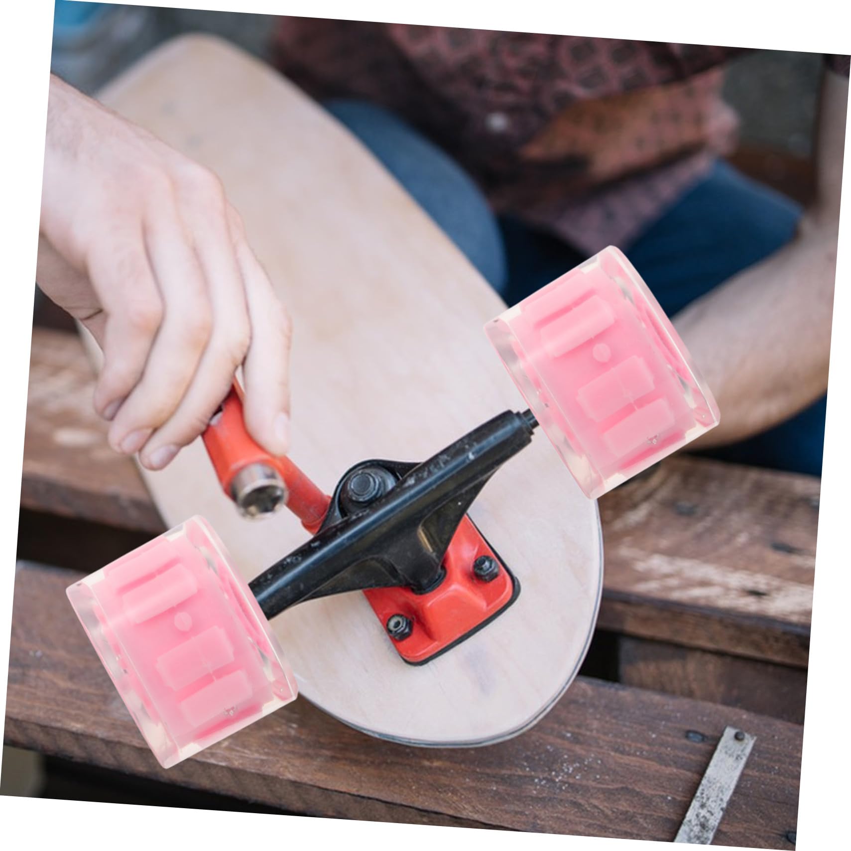HANABASS Rueda de Patineta Iluminada Rosa PU 4 Piezas Diseño Cóncavo