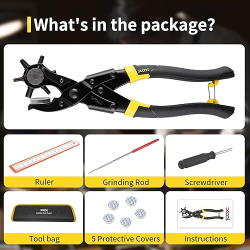 Miniatura 13 de XOOL Kit de herramientas con ojales, herramienta de perforación de artesanía en cuero, 1/2" y 3/8