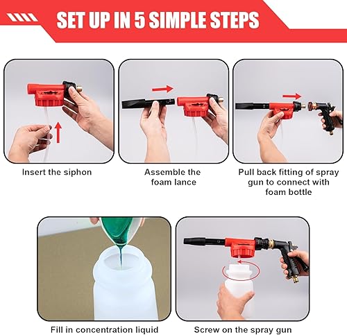 Miniatura 6 de Pistola de espuma para lavado de autos, rociador de lavado de autos con boquilla de espuma de esfera de espuma ajustable, cañón de espuma que se