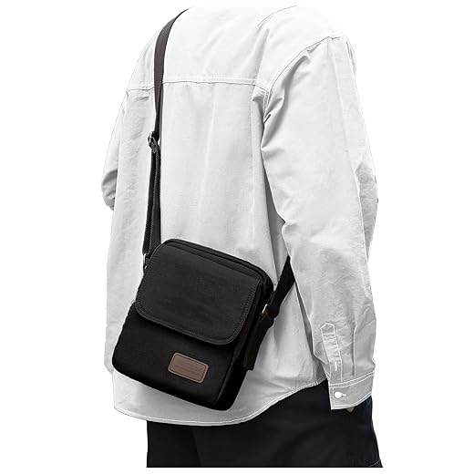 Mens Crossbody Bag,Man Purse Side Bag Vintage Canvas over the Shoulder Bag for Men Women Small Messenger Bag for Phone Passport Bolsos Para Hombre Black