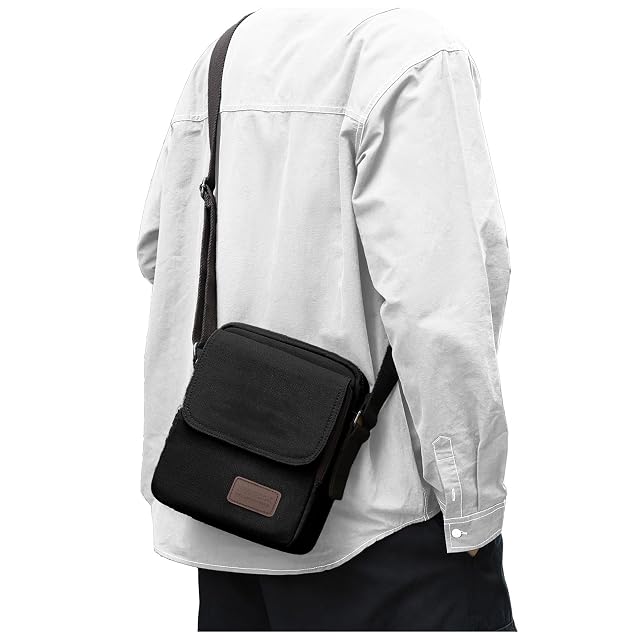 Small Crossbody Bag for Men Canvas Messenger Shoulder Bags Crossbody Satchel Bag Mens Side Bags Over the Shoulder