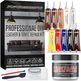 Leather Repair Kit for Furniture, Sofa, Jacket, Car Seats and Purse. Leather Filler Super Easy Instructions to Match Any Color, Restore Any Material, Bonded, Italian, Pleather, Genuine