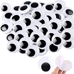 100 Pieces Wiggle Eyes, 1.2 inch Googly Eyes with self Adhesive Round Plastic for Crafts Making and Party Decorations