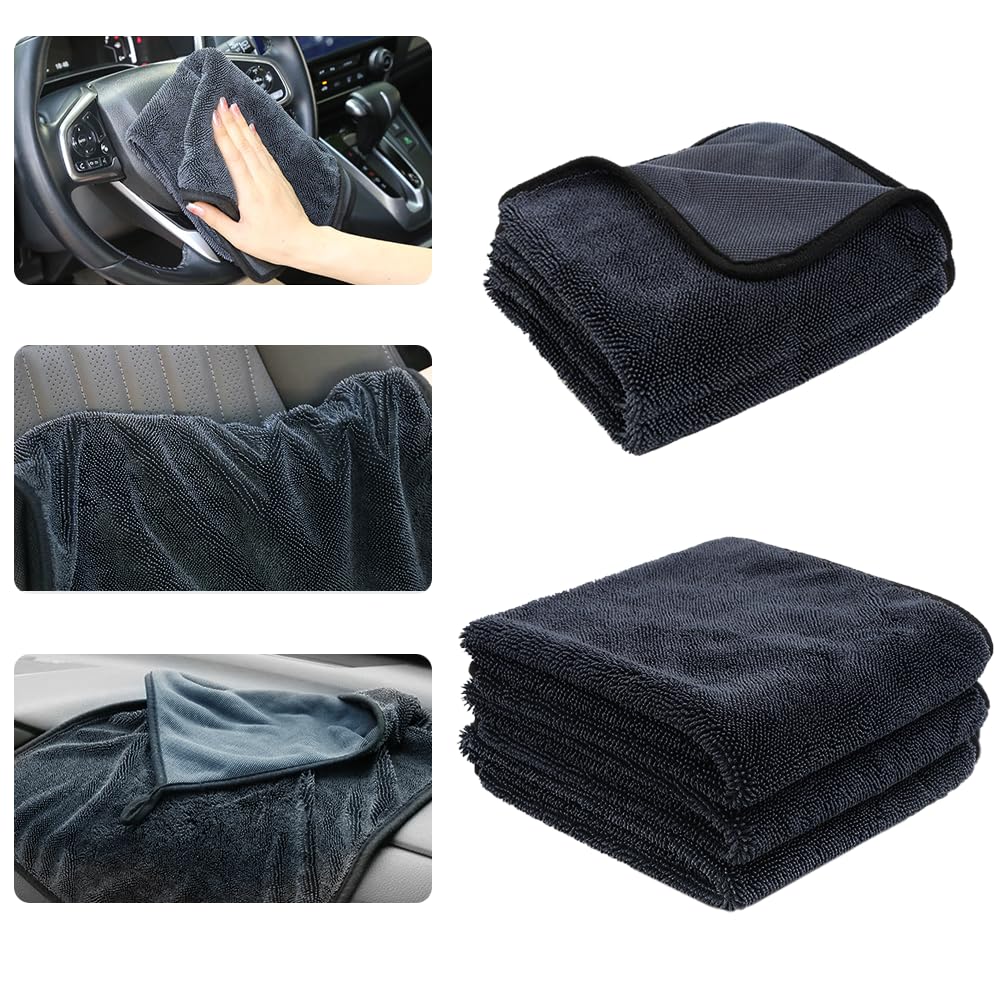 Lot De 5 Chiffons Microfibre Voiture - 40x60cm Et 30x40cm - Absorbants Et Doux