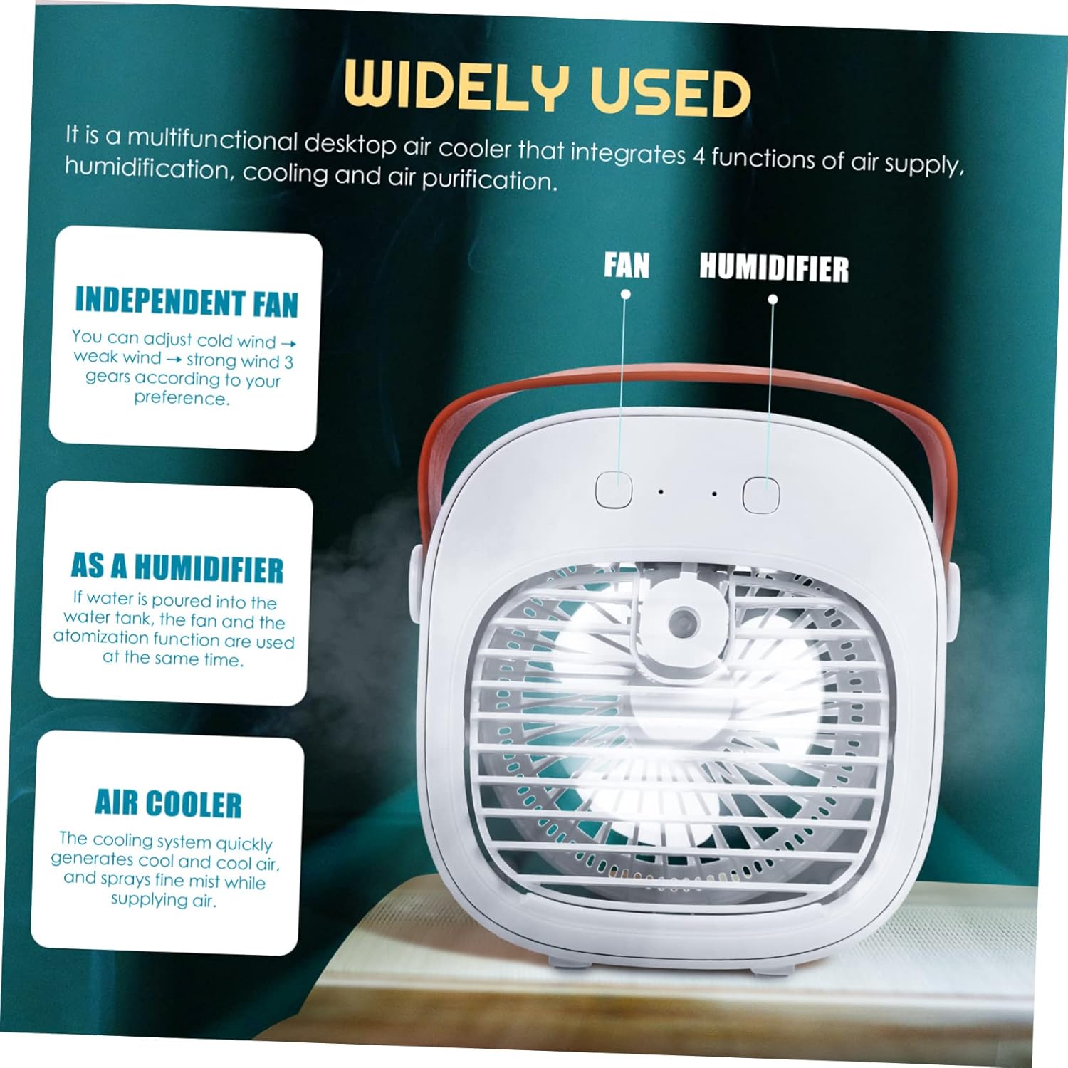 Mobestech Powerful Table Fan 3-speed Air Circulator Rechargeable Desktop Fan for Summer