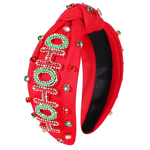 Vista 98 de Diadema de Navidad para mujer, accesorios de Navidad con cuentas, arco de Navidad, copo de nieve, diadema anudada HOHOHO, rojo y verde, perla